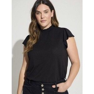 TORRID Shirt Women’s 3X (22-24) Black NWT Cotton Modal Jersey Smocked Mock Top